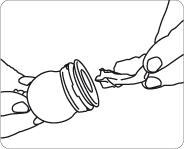 Simple cleansing with water and detergent with the diaphragm sucked in