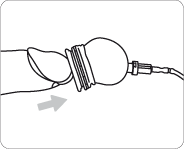 Inserting the glans into PeniMaster PRO according to the straw principle