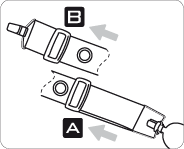 Illustration with arrow representation of the belt length adjustment
