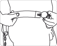 Illustration of routeing the belt around hip and back