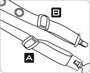 Illustration with arrow representation of belt pre-adjustment by means of tri-glide buckles