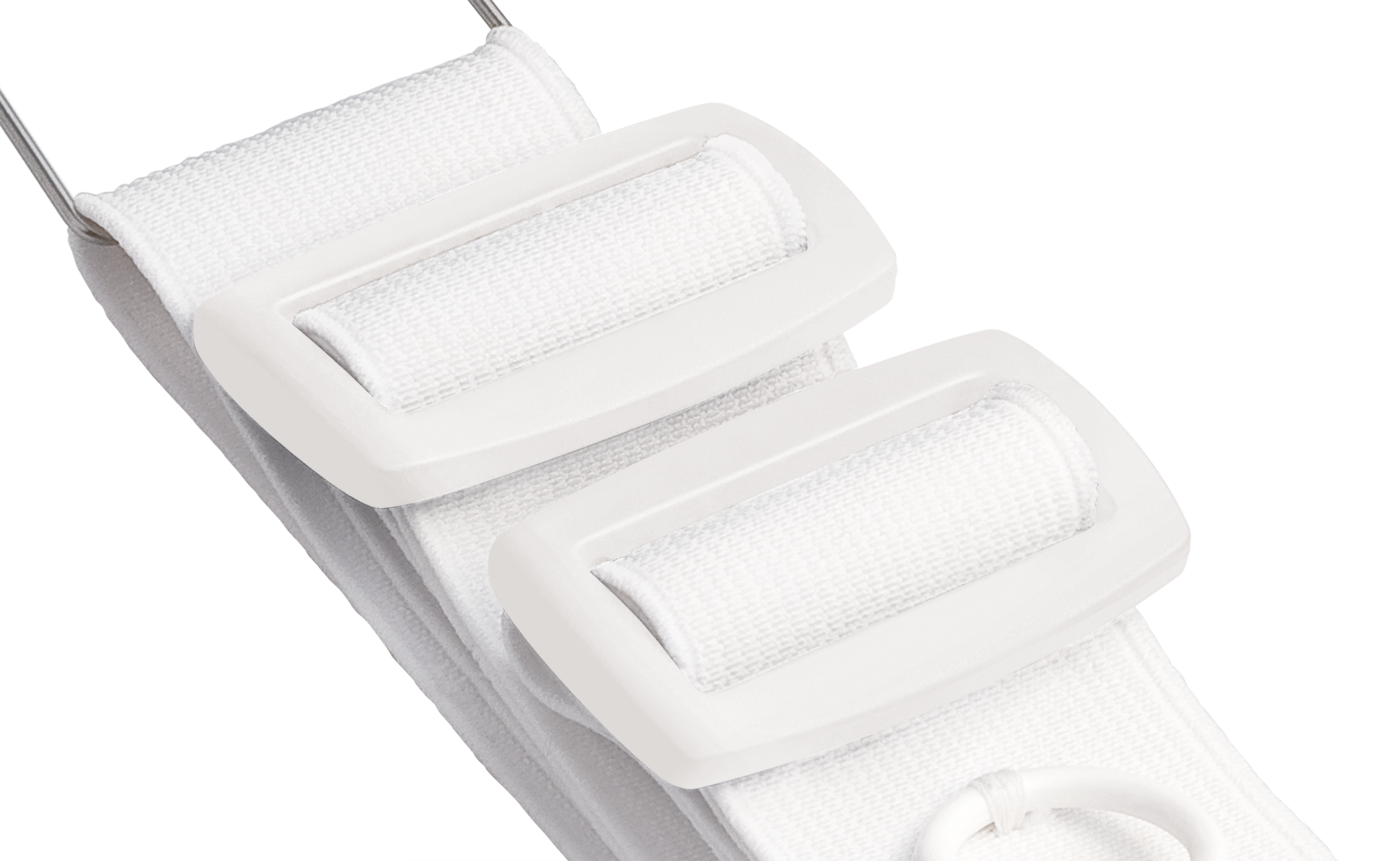 Close shot of a tri-glide buckle with tissue belt of the belt pulling force generator