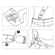 Illustrated instructions regarding the shoulder belt wearing variant and PeniMaster PRO Basic