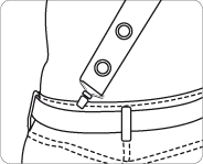 Illustration of the belt attached to the waistband by means of a clip