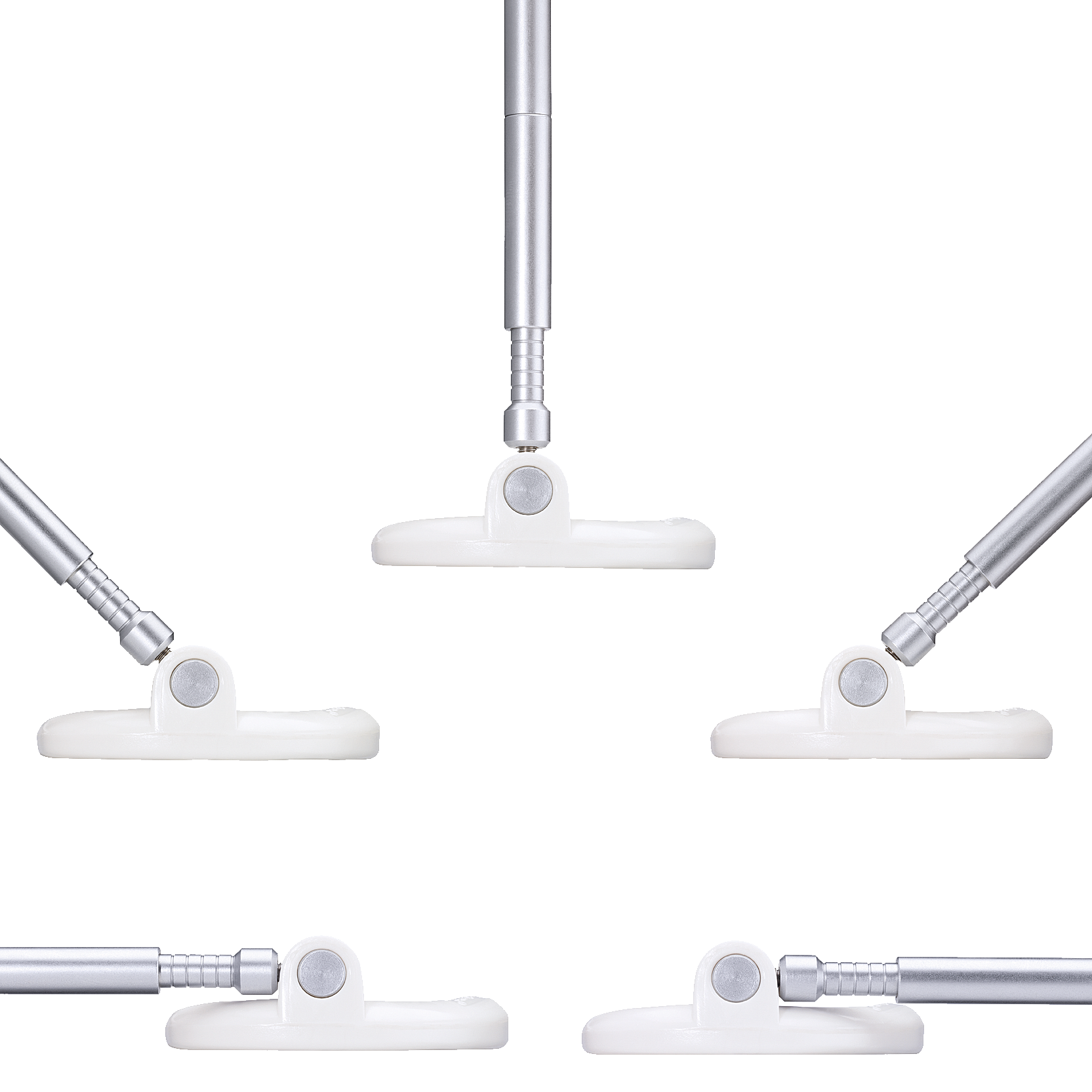 Extension rods of the base support of PeniMaster inclined at different angles in lateral view